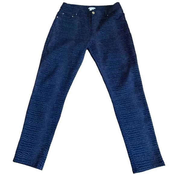 Eric Women's Black Snake Skin Textured Skinny Stretchy Jeans Pants Plus Size 10 - Picture 3 of 10